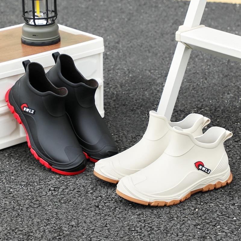 Winter warm short tube men's fashion rain shoes fleece outdoor waterproof shoes non-slip low tube rain boots bundle fleece rubber shoes