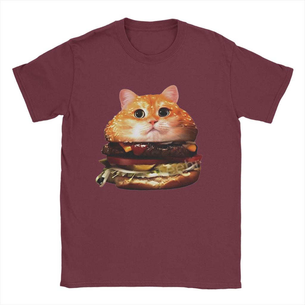 Men T Shirt Hamburger for cats shop T-Shirts Trendy Cool  Summer Tees Vintage Custom DIY Pure Cotton Clothes Birthday Gift