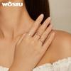 WOSTU 925 Sterling Silver Exquisite Zircon Hollow Four-leaf Clover Open Ring for Women Fine Jewelry Gift