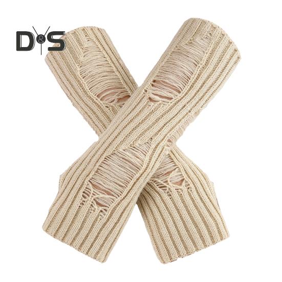 

1 пара перчаток осень-зима, рваные, без пальцев, трикотажные, высокоэластичные, нескользящие, нарукавники, однотонные, сохраняющие тепло, ветрозащитные, велосипедные нарукавники бежевый