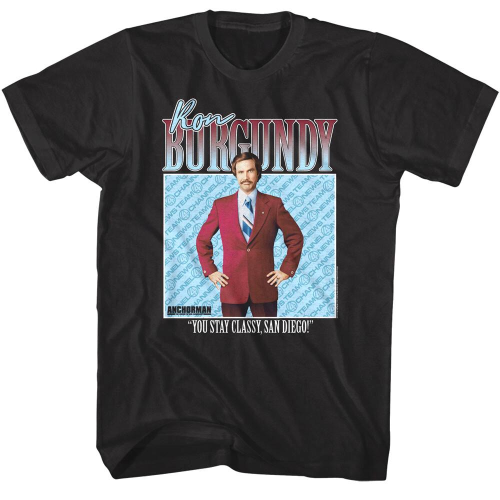 Anchorman Stay Classy San Diego Men T Shirt Ron Burgundy Legend Newsman S