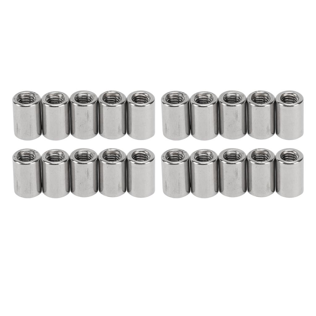 20 Stück Verbindungsmutter Rund Edelstahl Stangenverbinder Mutter M6 Innengewinde Befestigungselement