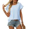 Women's Spring and Summer New Solid Colour Round Neck Sweet Short-sleeved T-shirt Hollowed Out Tops