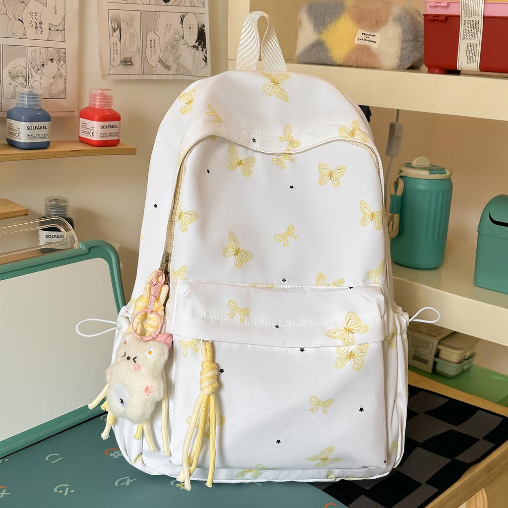 Schoolbag High Value Korean Version Ins Style Backpack Female Student Large Capacity Cute Cartoon Schoolbag Lightweight Simple Backpack