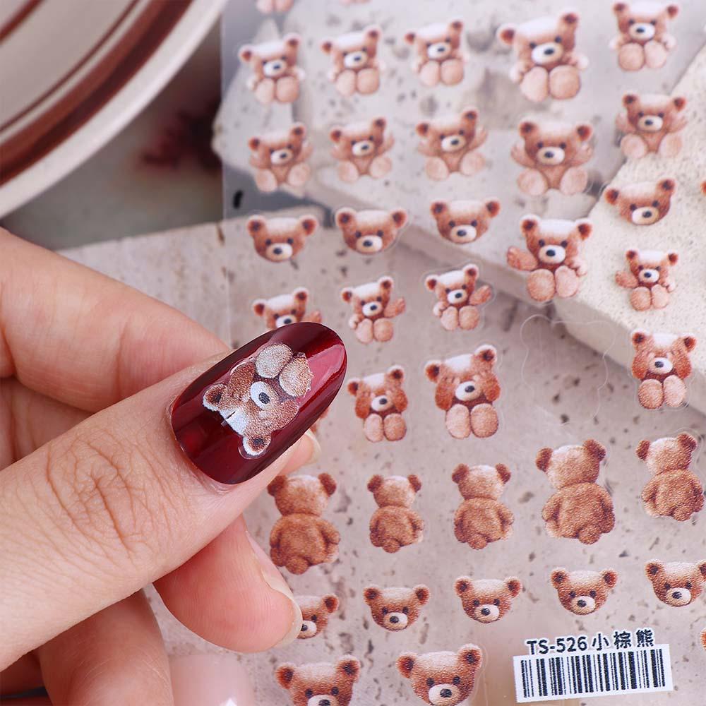 Manicure Accessories Bear Nail Polish Sticker 3D Nails Sticker Self-Adhesive Decal DIY Nail Art