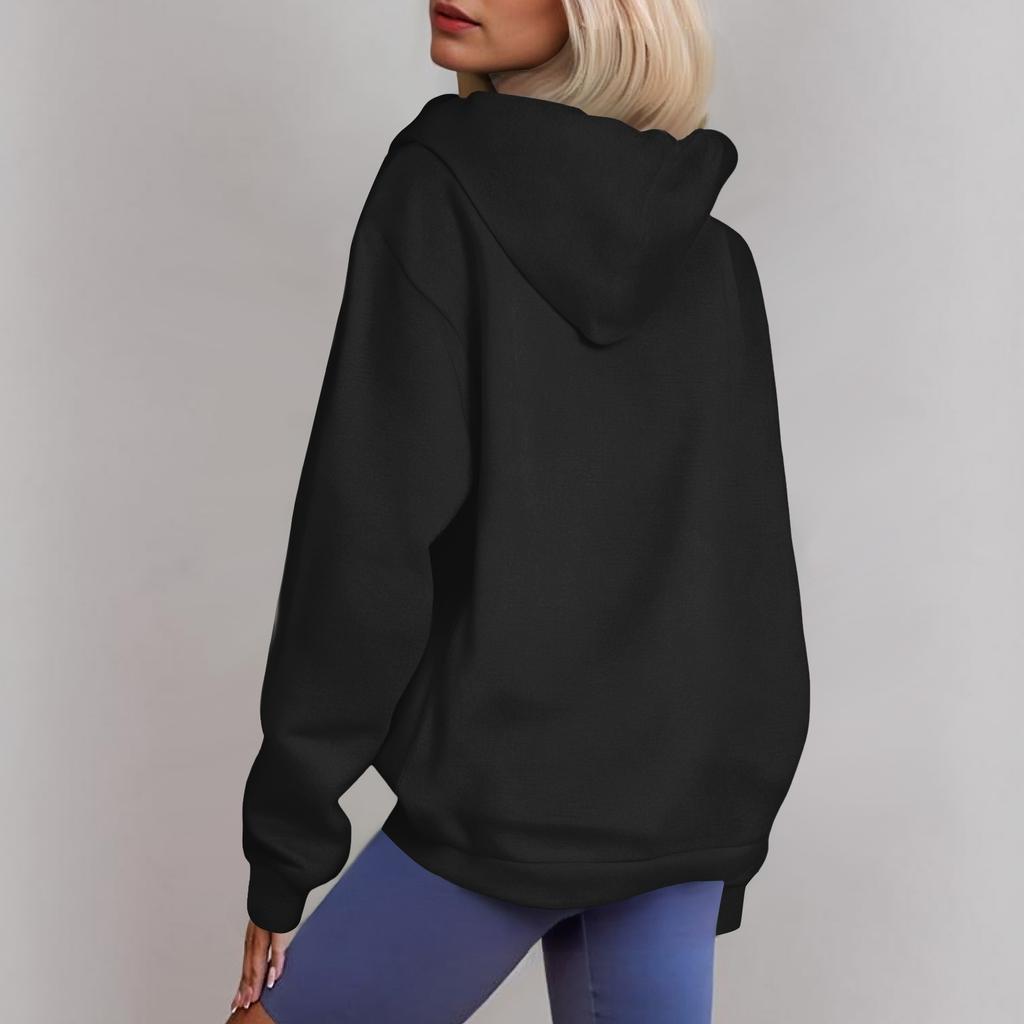 Dámská módní ležérní mikina volný kardigan na zip s dlouhým rukávem a kapucí