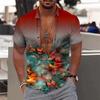Camicia da uomo a maniche lunghe con stampa tropicale, stile casual da spiaggia