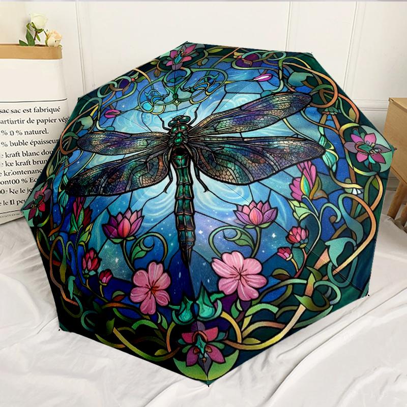 Dragonfly Artwork Design 8-Frame for Travel, Camping, Casual Lightweight Portable Umbrella, Essential for Every Family Holidays Birthday Gift