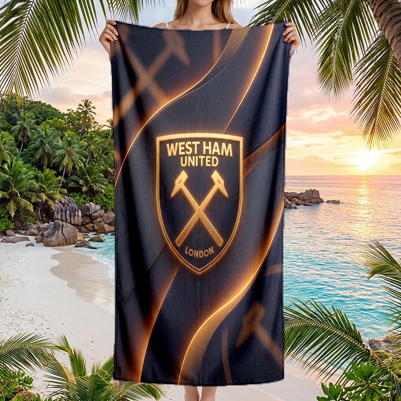 West Ham United Fußball Strandtuch Weiches Mikrofaser Sommerhandtuch Schnelltrocknend Saugfähiges Handtuch für Strand Schwimmbad Reisen