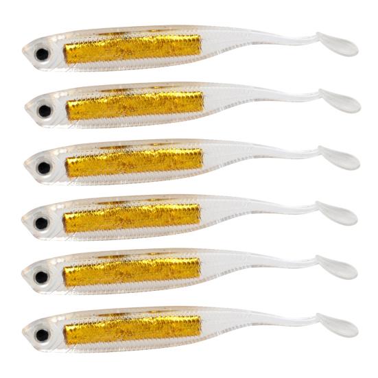 6Pcs Fishing Soft Baits 3D Eyes Realistic Shape Vibrant Color Mini Size Portable Artificial Lures Fishing Spinner Baits