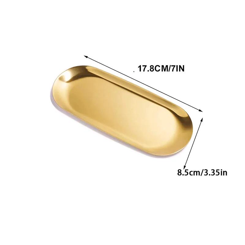 Stainless Steel Dining Dish Plate Tray Jewelry Cosmetic Decorative Trays Organizer Snack Nut Fruit Cake Holder Storage Kitchen