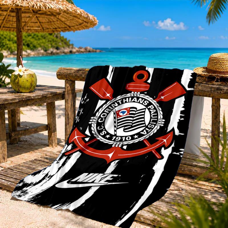 Sport Club Football Crest Printed Microfiber Beach Towel, Soft And Absorbent, Quick-Dry, Ideal for Summer Travel, Beach Essential, Swimming Pool