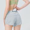 Women Shorts Breathable Quick Dry Tummy Control Sweat-absorbent with Zipper Pocket Fitness Workout Solid Color Summer Women Workout Training Shorts