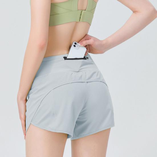 Women Shorts Breathable Quick Dry Tummy Control Sweat-absorbent with Zipper Pocket Fitness Workout Solid Color Summer Women Workout Training Shorts
