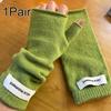 1Pair Cold-proof Wool Fingerless Gloves Half-Finger Flexible Soft Elastic Solid Color Warm Knitted