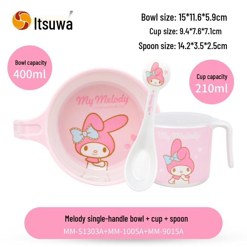 Wuhe Melody Cute Cartoon Tableware Set: Baby Bowl, Plate, and Spoon