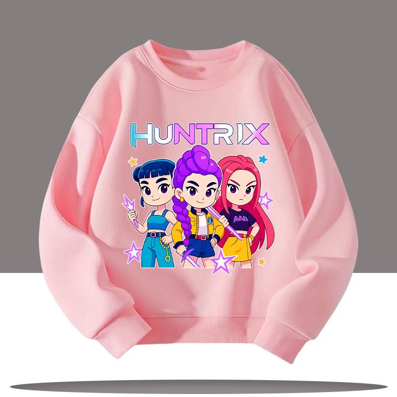 Odzież dziecięca K-pop Łowcy Demonów Nadruk z kreskówki Wiek 3-12 lat Nowy styl Koszulka sportowa z okrągłym dekoltem dla dzieci Urocza dziewczęca bluzka codzienna