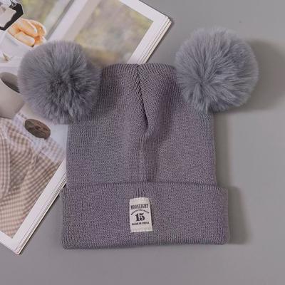 Winter Children Warm Baby Knitted Hats With Pom Pom Kids Knit Beanie Hats Solid Color Infant Hat For Boys Girls