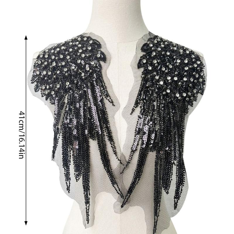 1pair Stylish Embroidered Angel Wing Patches Fashion Women Shoulder Decorations for Casual Wear and Event Dressing
