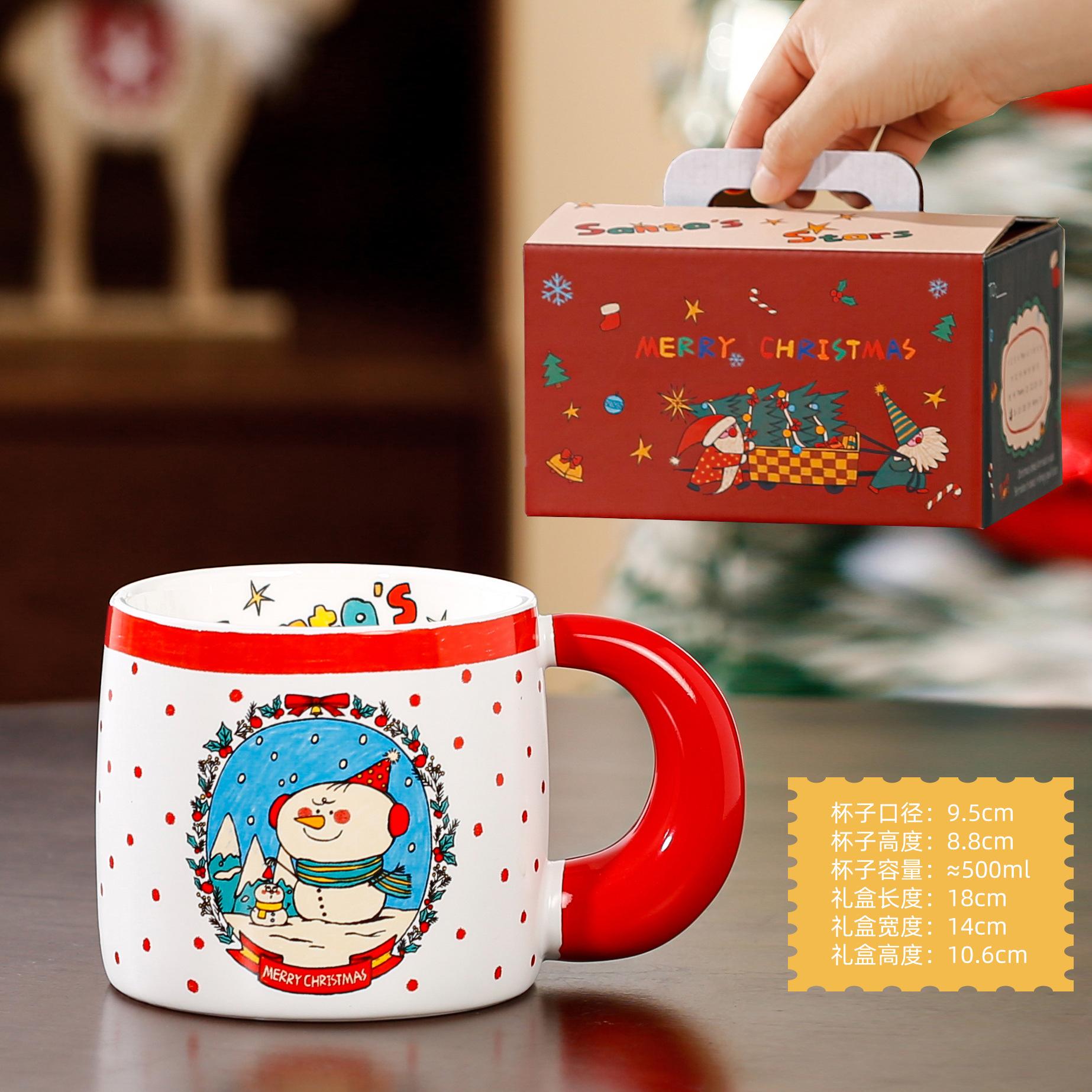

Magnetic Christmas Mug with Lid Spoon Large Capacity Holiday Gift Cartoon DIY Ceramic Cup 400ml