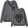 Girls Do Not Cry New Style Unisex and Women Zipper Black-and-white Lettering Printed Casual Unisex and Women Street Zipper Sweater