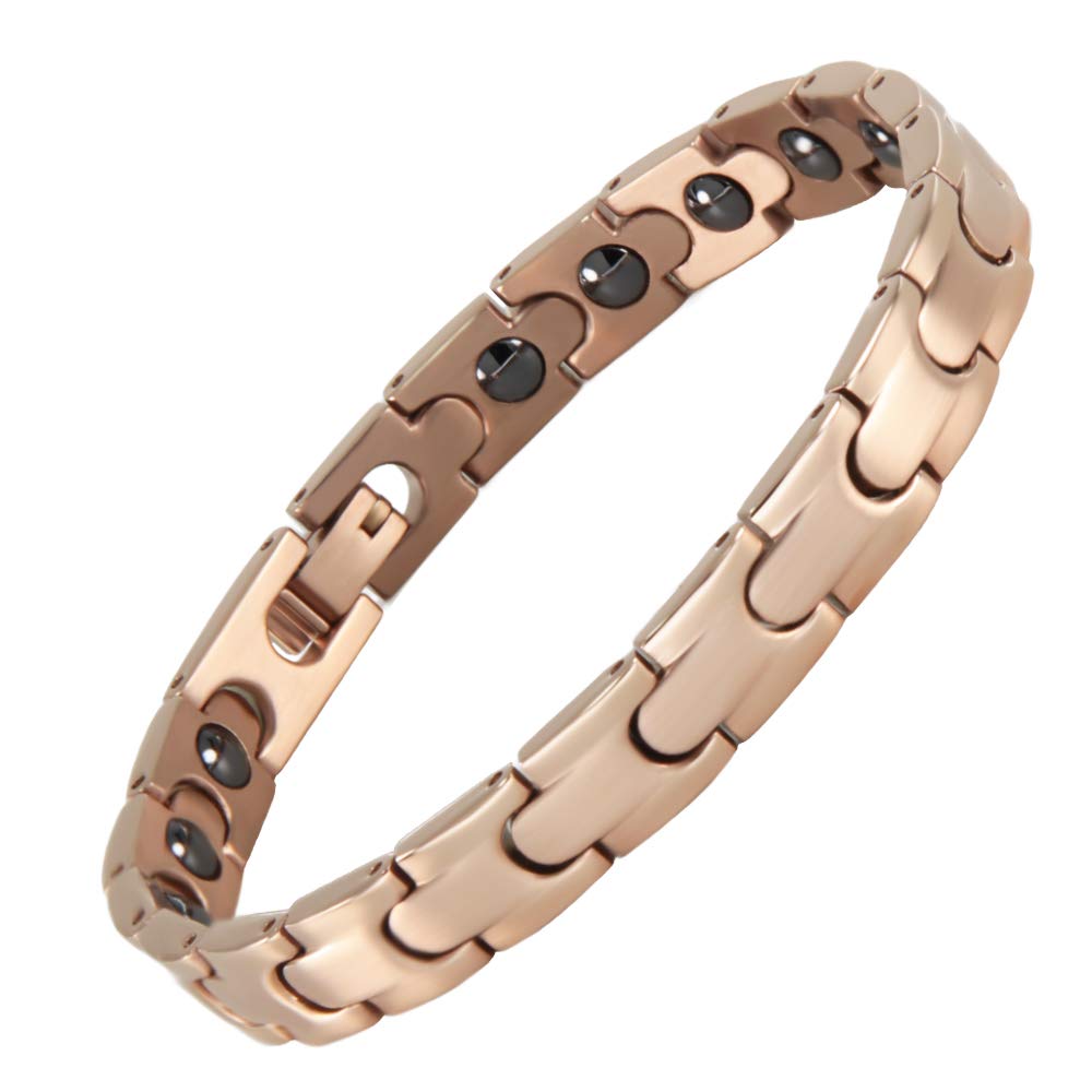 Germanium Bracelet for Men and Hematite Jewelry Rose [HACHI] Women, Magnetic, Anti-Static Bracelet, (20cm, Gold)