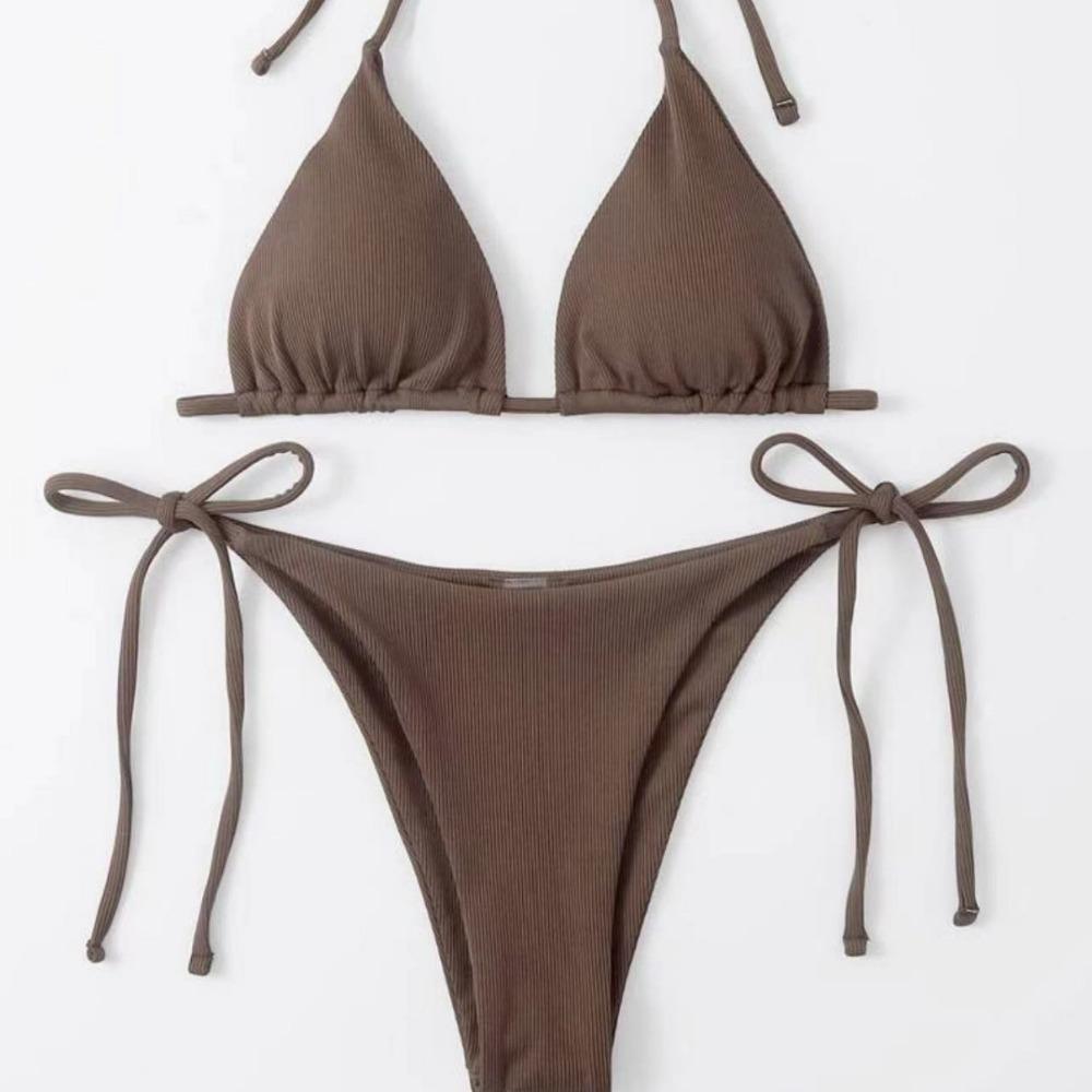 European and American Sexy Three-Point Small Sunken Stripe Split Swimsuit Bikini Bikini