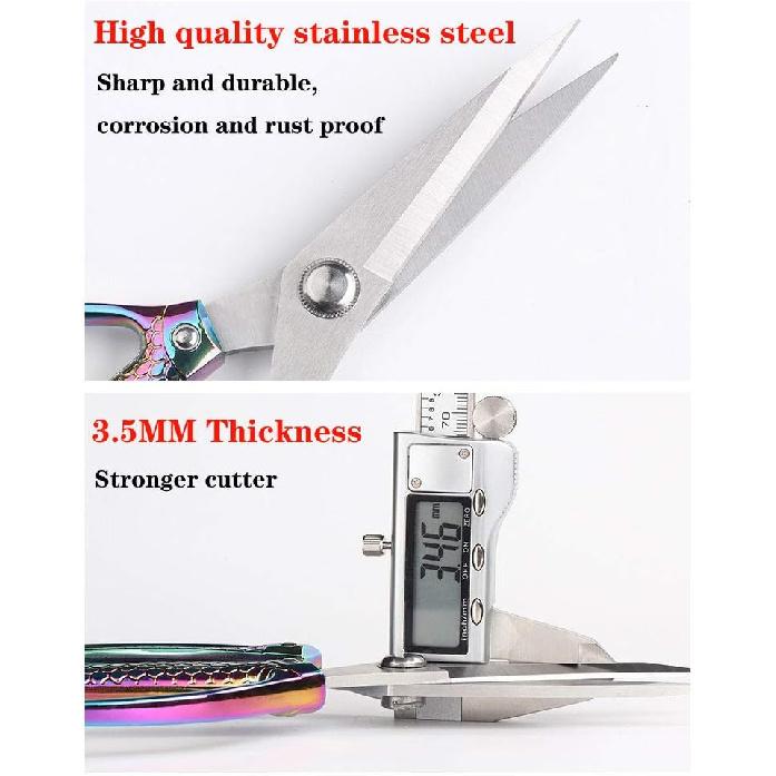 Jasni Fish pattern Powerful kitchen scissors professional Heavy Duty Multi-Purpose pretty Color rainbow Titanium Coating Forged Stainless Steel fish