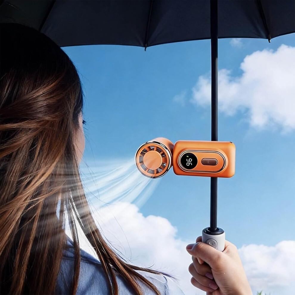 (Orange#Upgraded, -) Mini Draagbare Clipventilator - 3000mAh Oplaadbaar, 5 Standen