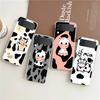 Cute Milk Cow Hard PC Phone Case For Samsung Galaxy Z Flip 4 5 Black Cover For Galaxy Z Flip 3 Foldable Shockproof Cases Capas