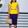 Women's Two-Tone Sleeveless Mock Two-Piece Button Detail Bodycon Midi Dress