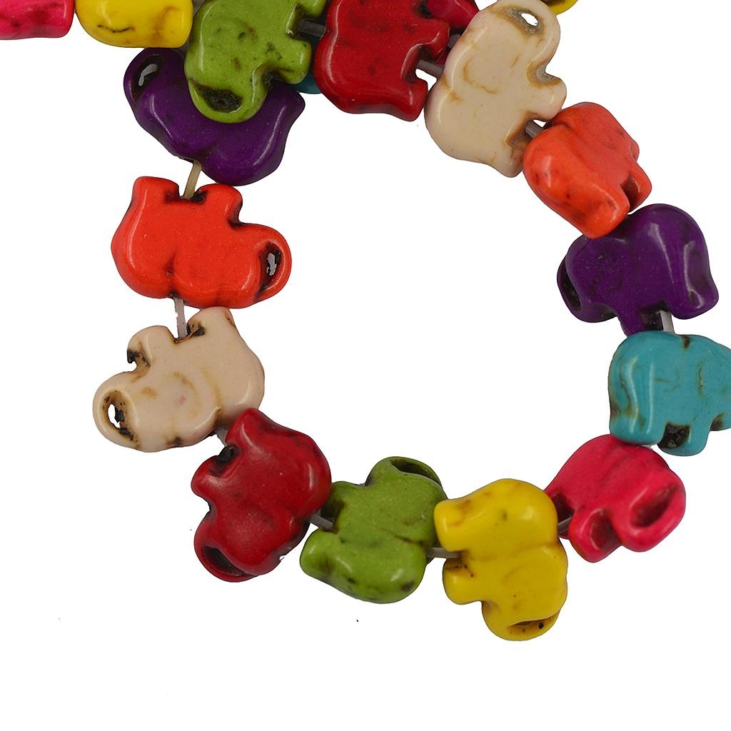 42pcs Howlite Turquoise Candy Multicolor Flat Elephant Spacer Loose Beads DIY Jewelry Findings