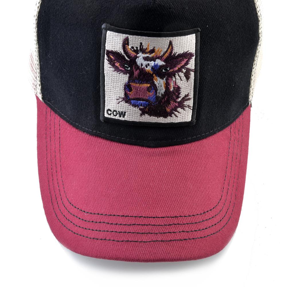 Atmungsaktive Mesh Baseball Cap Männer Neue Mode Trucker Caps Frauen Snapback Hip Hop Knochen Casquette Mit Kuh Patch Vier Saison hüte