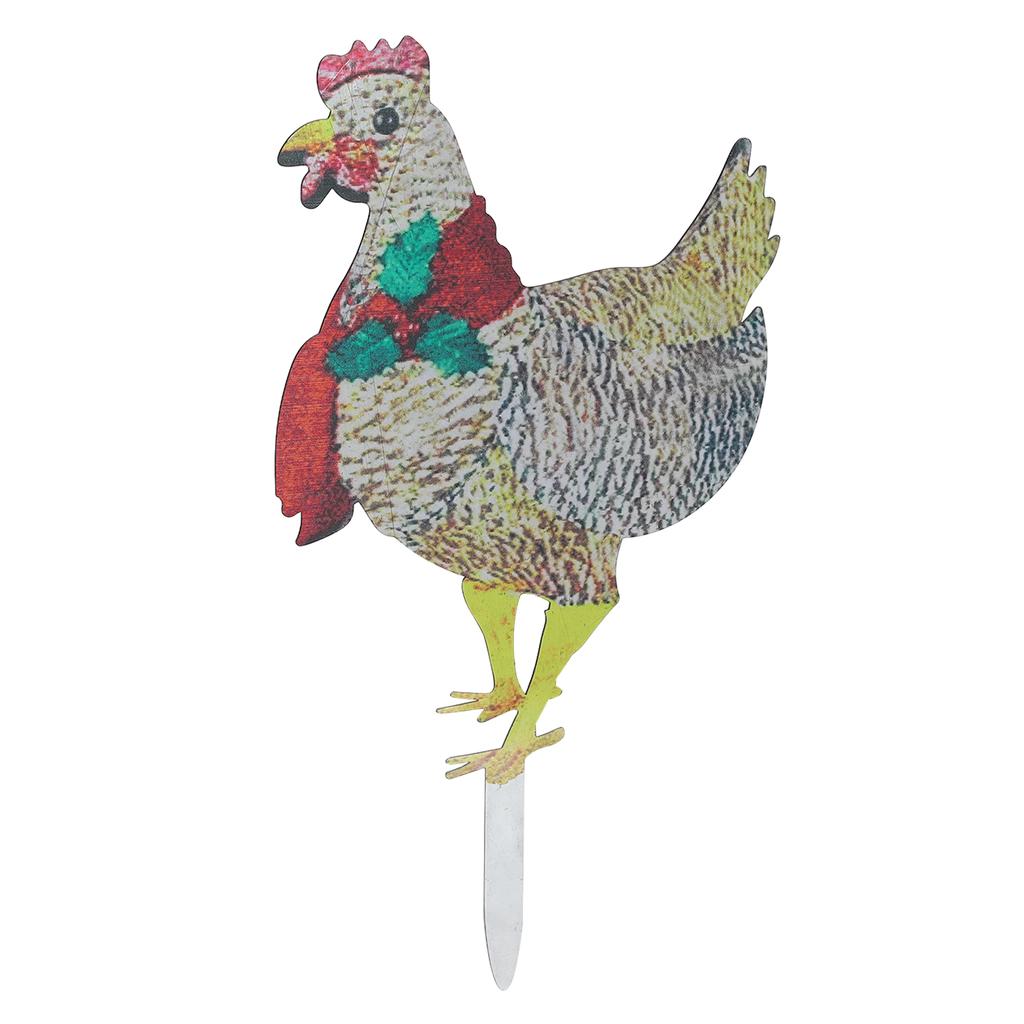 Light Up Christmas Decoration Light Hen with Scarf Yard Decor Garden Stake for Indoor Outdoor Room