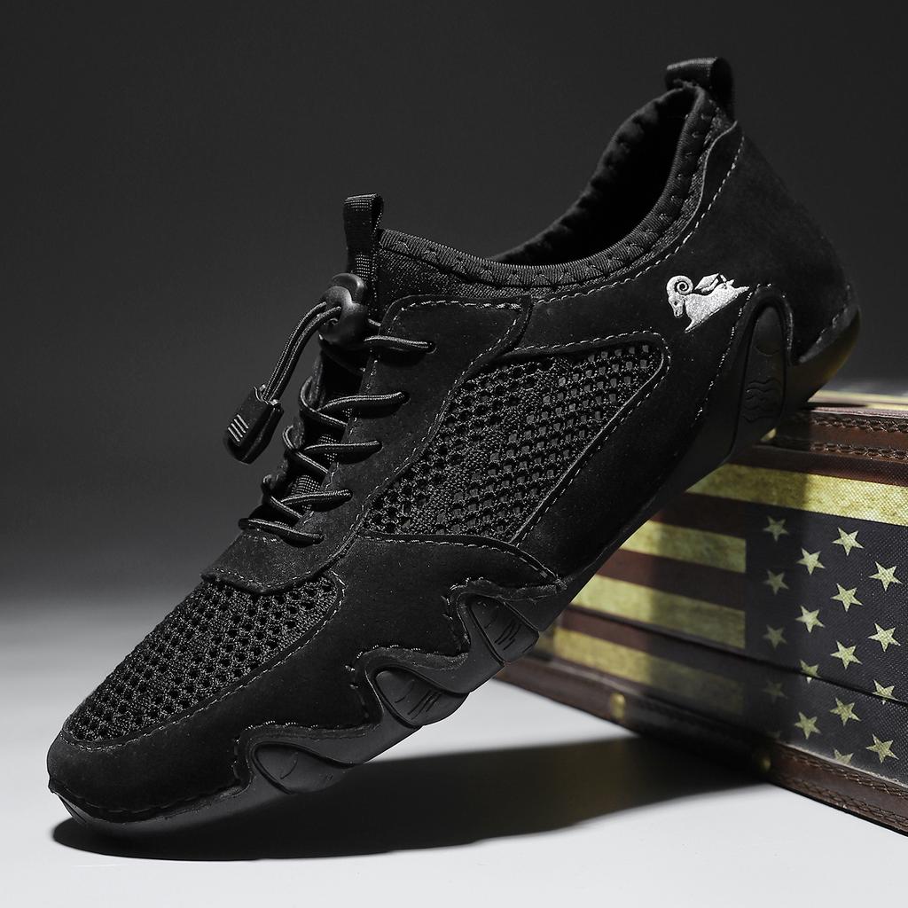 Nadměrné velikosti Pletené boty pro muže Prodyšné a pohodlné řidičské boty pro muže Ležérní kožené boty pro muže