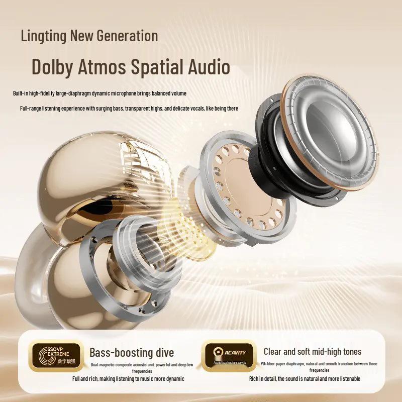2025 Q70 Wireless Bluetooth Noise-Cancelling Clip-On Sports Earphones: Long Battery Life & High Sound Quality