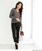 Winter Plus Ribbed Long Sizes Burgundy wn-0114 [Jungle Jalopy] Women's Sweater, Sizes, Knit, V-Neck, Cotton, Sleeves, Lightweight, Elegant,