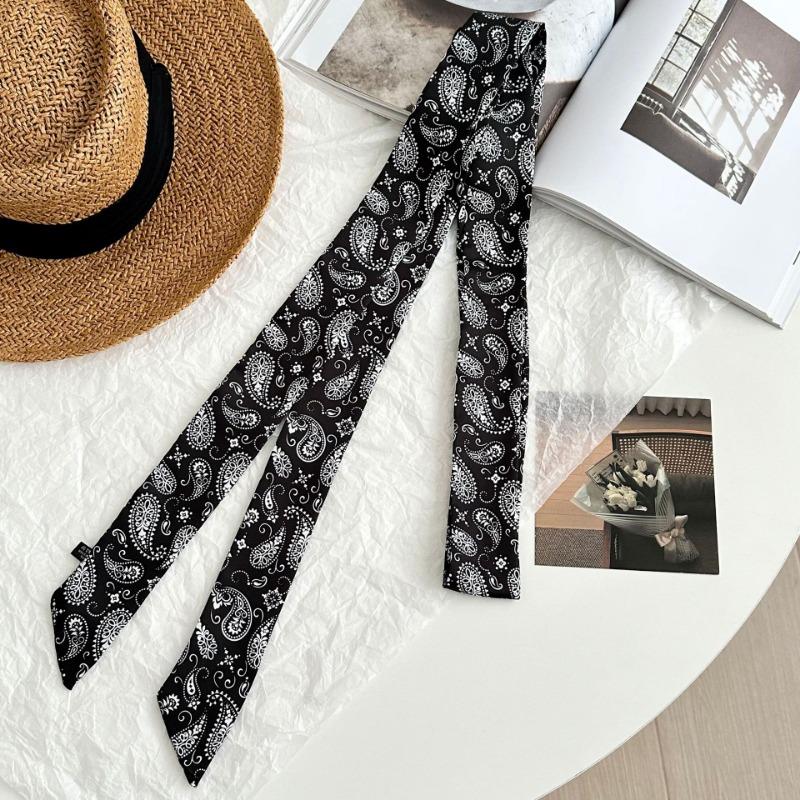 Silk scarf strip new fashion cashew flower series imitation silk scarf headscarf headband neck protection scarf decorative belt