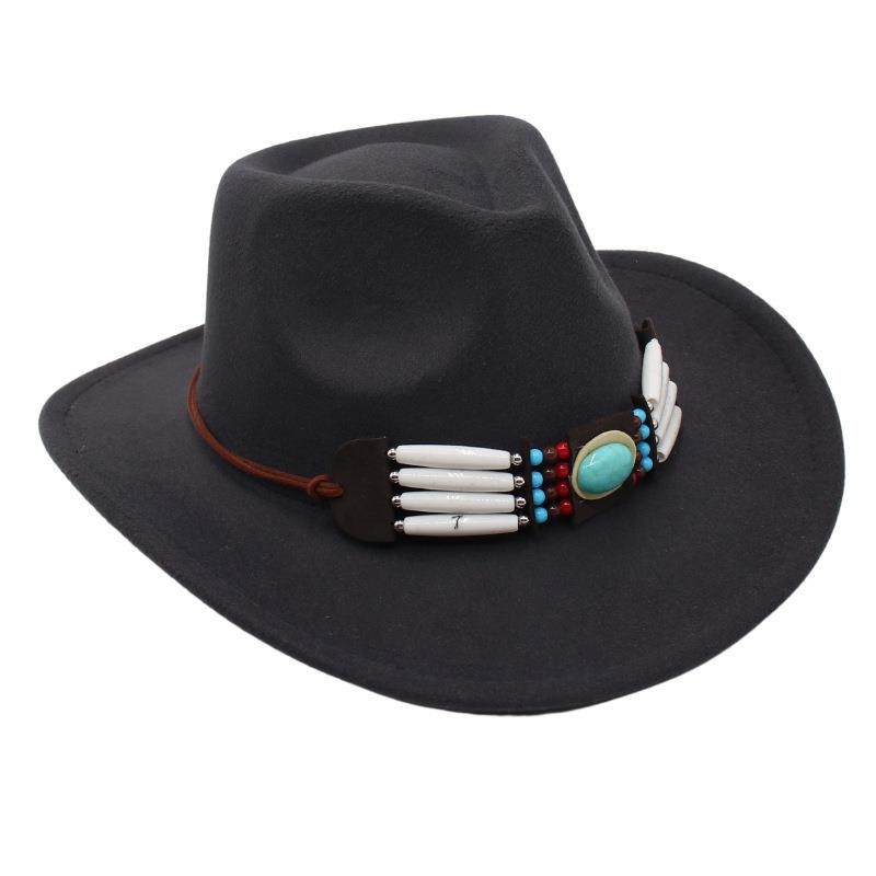 Ethnic Style Western Cowboy Hat Curled Tweed Hat Tibetan Top Hat