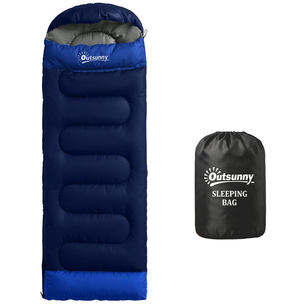 Adult Sleeping Bag, Head Section, Zipper, Storage Bag, 215 x 75 x 10 cm, Navy Blue