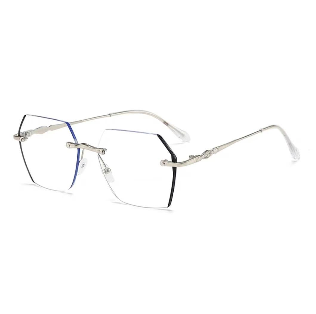 

Неполяризованные мужские металлические безоправные компьютерные очки с защитой от синего света, винтажные унисекс, обесцвечивание, плоские линзы Anti Blue Light серебряный