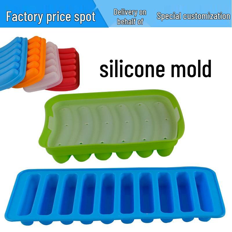 

Silicone Sausage and Ham Mold Set: 6-Cavity, 10-Cavity, with Lid, Ideal for DIY Baking and Baby Food Storage. Random Color