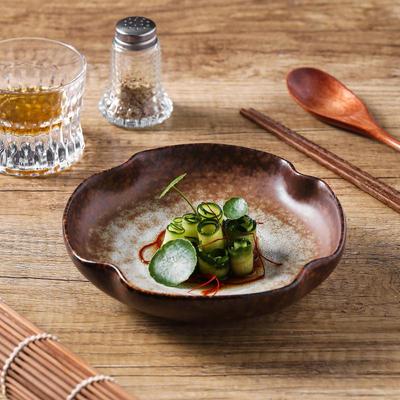 Retro-Keramik-Salatteller, Dessertteller und kreatives Geschirr im chinesischen Stil, High-End, unregelmäßig