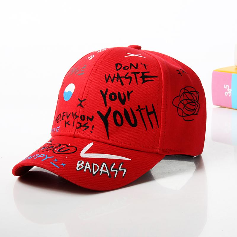 Fashion cotton Graffiti boy girl Baseball caps Children Printed snapback hat Kids Popular hip hop hat Cap hot sell
