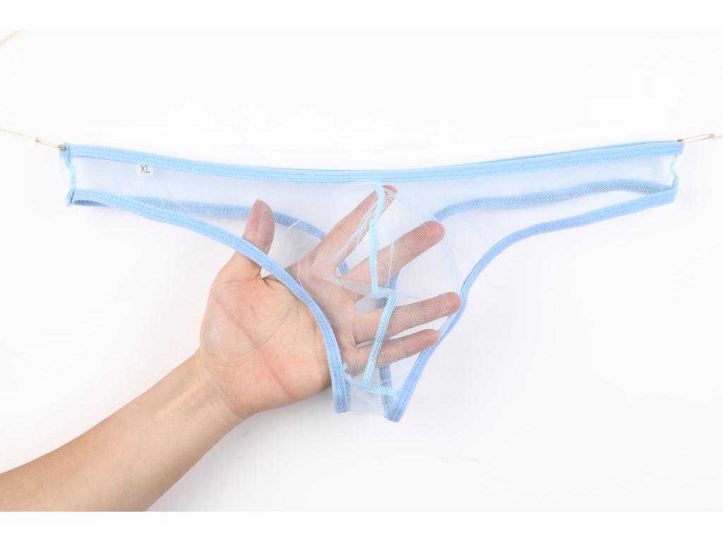 Men's See-Through Low-Rise Mesh T-Back Underwear - Plus Size C-035