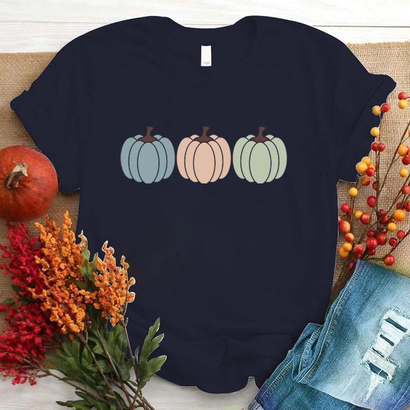 New Funny Pumpkin T Shirt Unisex Short Sleeve O Neck Summer Casual Letter Printing T-Shirt Top Tee