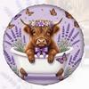 1pc Spare Tire Cover Fluffy Highland Calf In Tub With Lavender Butter Weatherproof Dustproof Wheel Protectors Universal Wheel Co