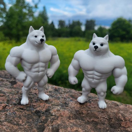 3D Printed Muscle Dog Ornament Plastic Muscular Dog Statue Figurine Home Office Desktop Decoration Fitness Enthusiasts Gift