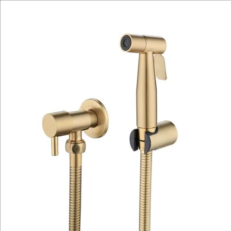 Brush Gold Handheld Toilet Bidet Sprayer Set Accessories Black Bidet Faucet for Bathroom Sprayer Self Cleaning