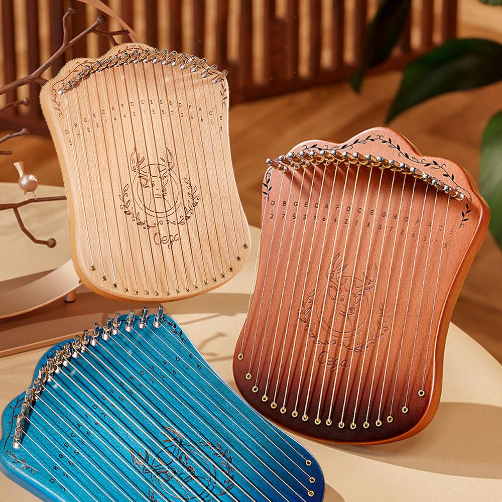 Harpă liră cu 17 coarde Instrument muzical cu coarde pentru harpă portabilă din lemn masiv de fag cu cheie de acord